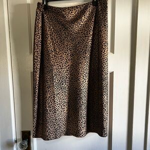 J. Crew Tan and Black Leopard Slip Skirt
